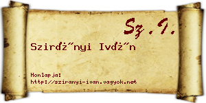 Szirányi Iván névjegykártya