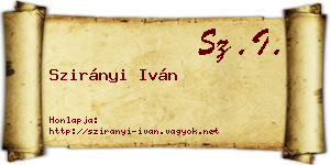 Szirányi Iván névjegykártya